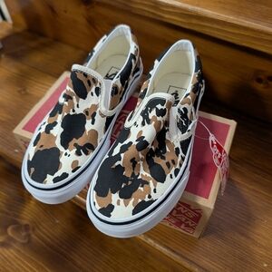Vans Western Slip-On Shoes - Brown Black Cow Print Women's 6.5/Men's 5 New!
